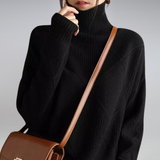 Pull col roulé en cachemire maille texturée pour femme