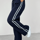 Pantalon femme large à bande latérale contrastée