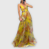 Robe Longue Femme Plissée à Une Bretelle Imprimée