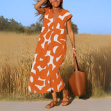 Laura | Robe maxi avec impression artistique