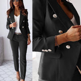 Elegant Dobbeltknap Jakkesæt Moderne Slim Fit Stil