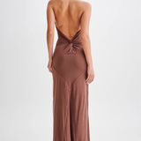Robe Longue Dos Nu Halter Drapée Élégance