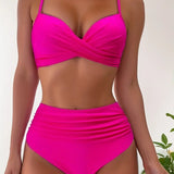 Maillot de Bain Taille Haute Drapé Maintien Élégance Été