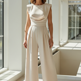 Combinaison Large Élégante Taille Drapée Chic