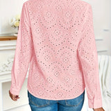 Blouse Col V Dentelle Manches Longues Élégance Féminine