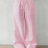 Pantalon Rayé Léger Taille Élastique Confort Été