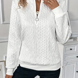 Pull Femme Zippé Col Rond Texturé
