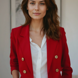 Blazer Croisé Boutonné Coupe Ajustée Élégance Classique