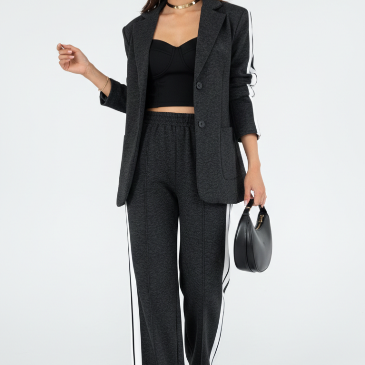 Ensemble Tailleur Pantalon Large Blazer Oversize Chic