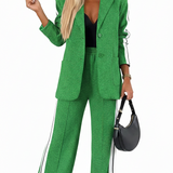 Ensemble Tailleur Femme Blazer Long et Pantalon Large Chic