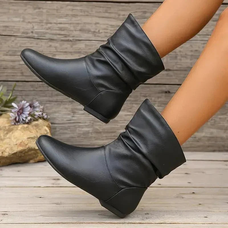 Bottines Femme Plissées – Bottes Élégantes Confort