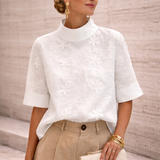 Blouse Texturée à Manches Courtes