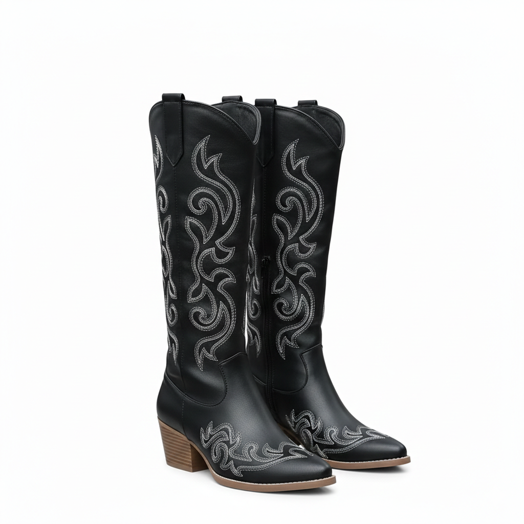 Bottes Cowboy Brodées Hautes Style Western Chic