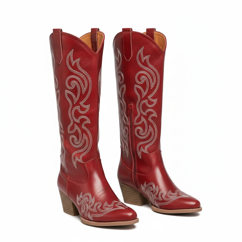 Bottes Cowboy Brodées Hautes Style Western Chic