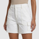 Short femme taille basse à jambe droite stretch