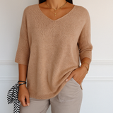T-Shirt Femme Col V Ample – Haut Léger Décontracté