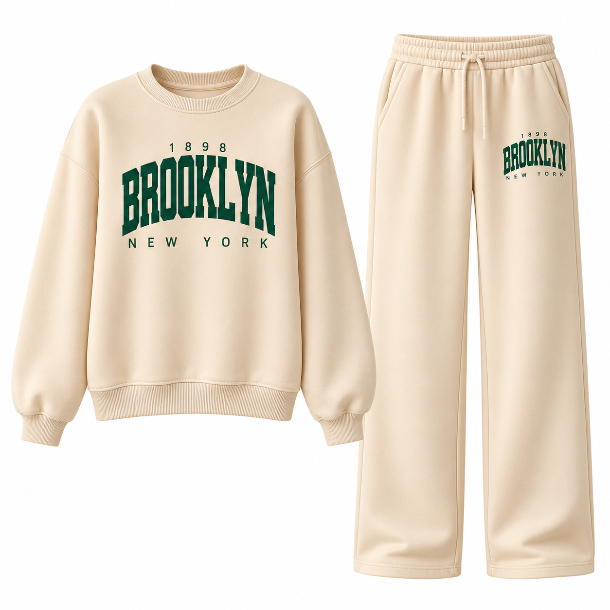 Ensemble de survêtement vintage Brooklyn – Sweatshirt surdimensionné & Joggers à jambes larges