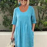 Robe T-Shirt Unie à Manches Courtes