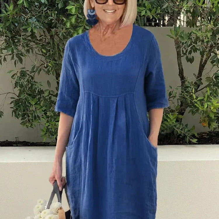 Robe T-Shirt Unie à Manches Courtes