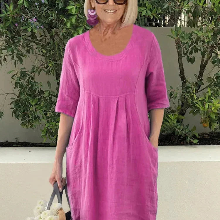 Robe T-Shirt Unie à Manches Courtes