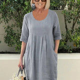 Robe T-Shirt Unie à Manches Courtes