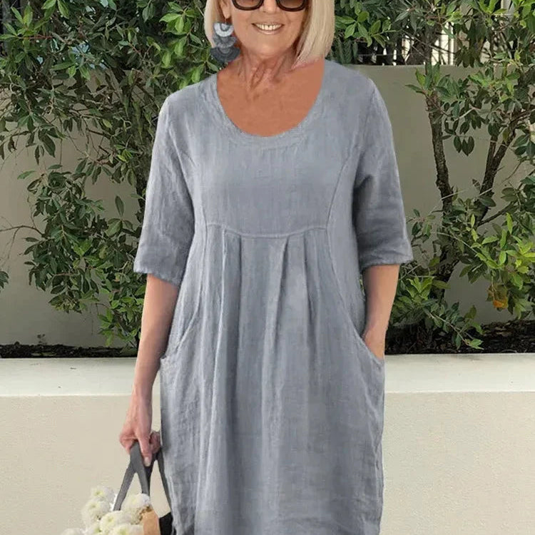 Robe T-Shirt Unie à Manches Courtes