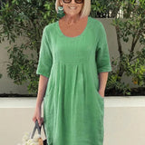 Robe T-Shirt Unie à Manches Courtes