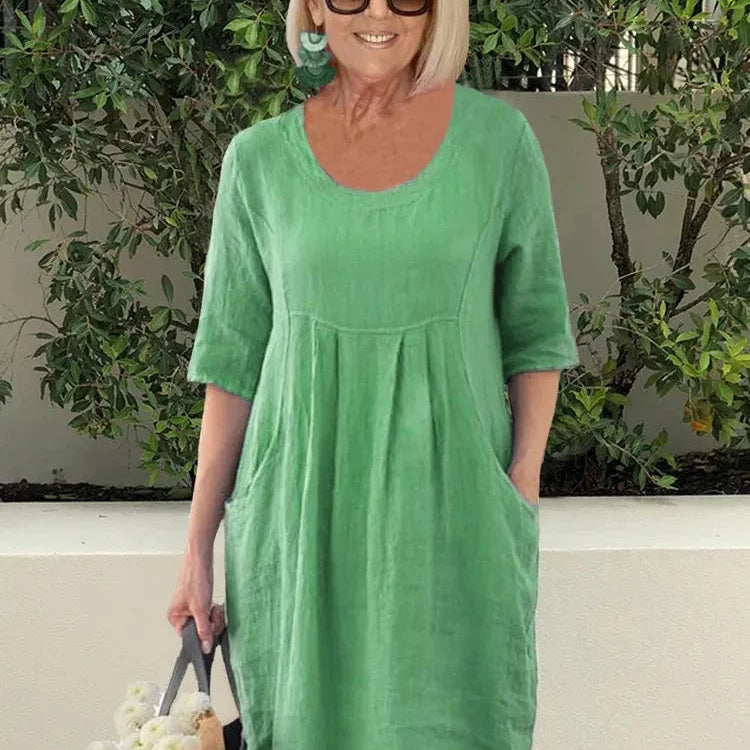 Robe T-Shirt Unie à Manches Courtes