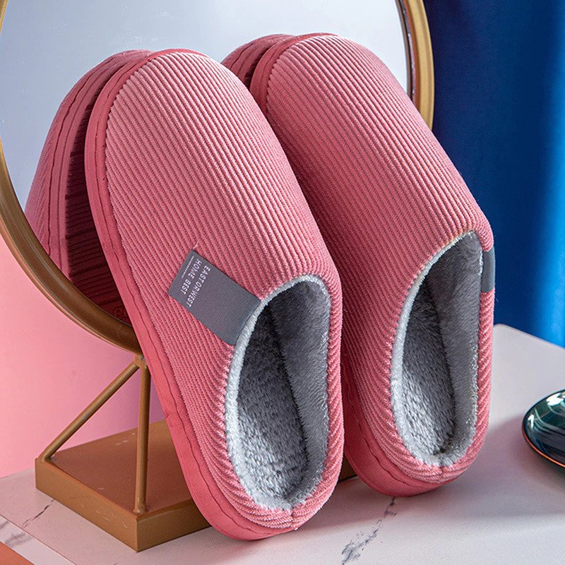 Chaussons Doublure Peluche Antidérapants Confort Maison Hiver