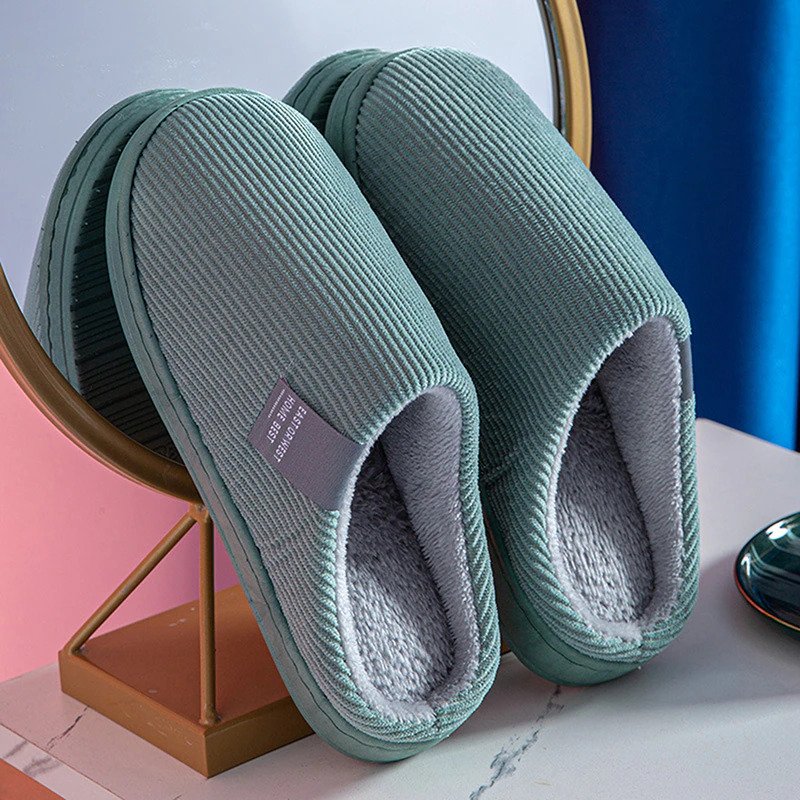 Chaussons Doublure Peluche Antidérapants Confort Maison Hiver