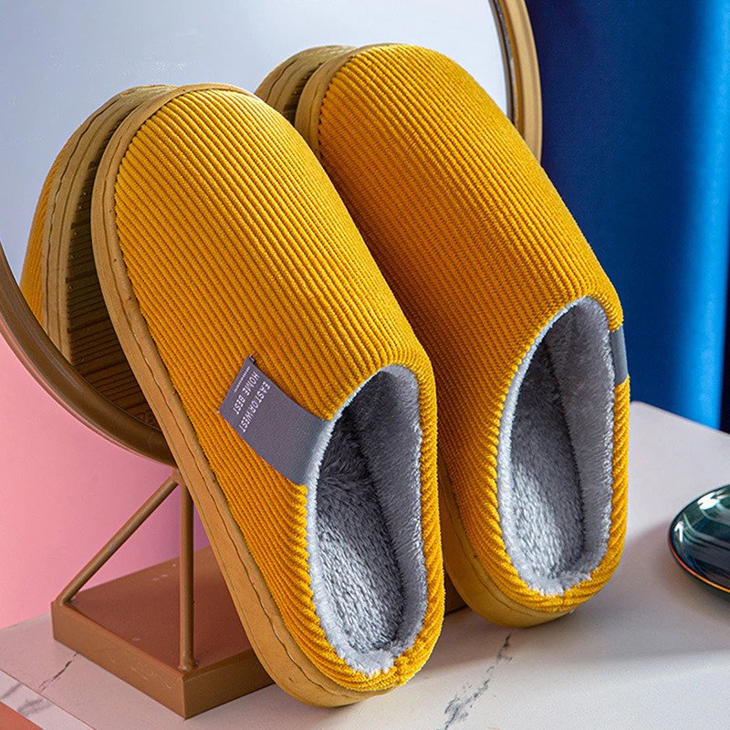 Chaussons Doublure Peluche Antidérapants Confort Maison Hiver