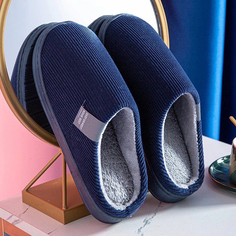 Chaussons Doublure Peluche Antidérapants Confort Maison Hiver