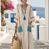 Robe Longue Femme à Rayures avec Ceinture