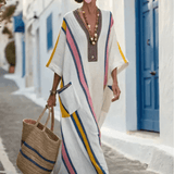 Robe Longue Femme à Rayures avec Ceinture