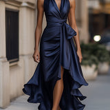 Robe Longue Femme à Volants et Col V