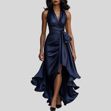 Robe Longue Femme à Volants et Col V