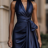 Robe Longue Femme à Volants et Col V