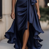 Robe Longue Femme à Volants et Col V