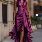 Robe Longue Femme à Volants et Col V