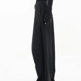 Pantalon Large Asymétrique Taille Haute Style Moderne