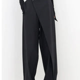 Pantalon Large Asymétrique Taille Haute Style Moderne