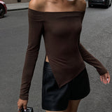 Top Épaules Dénudées Ajusté Coupe Asymétrique Élégance Moderne