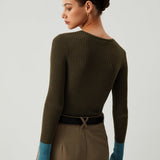 Pull Ajusté Maille Fine Élégant Confort Quotidien