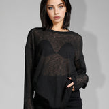 Pull Léger Transparent Coupe Ample Élégance Moderne