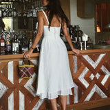 Robe Femme Blanche Bretelles Élégante Fluide