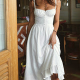 Robe Femme Blanche Bretelles Élégante Fluide