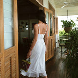 Robe Femme Blanche Bretelles Élégante Fluide