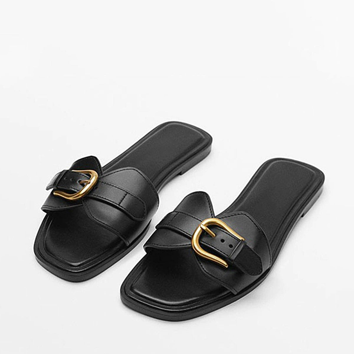 Mules Minimalistes à Boucle Dorée