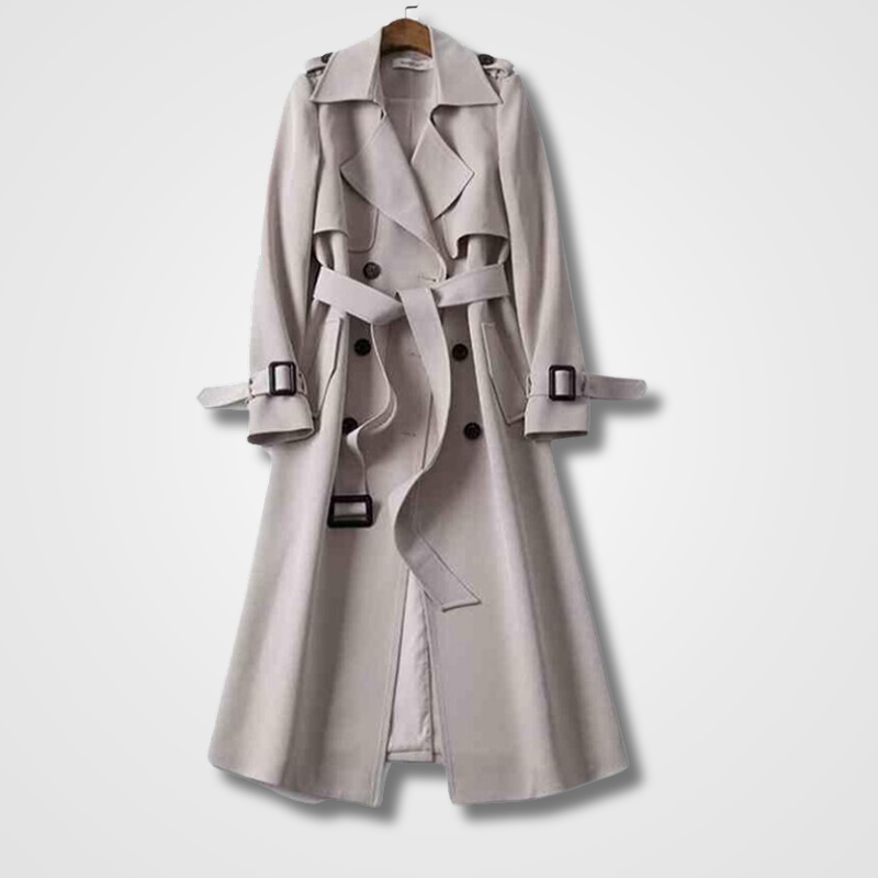 Trench Coat Long Ceinturé Coupe Classique Élégance Intemporelle