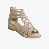 Sandales femme à talon compensé et zip latéral